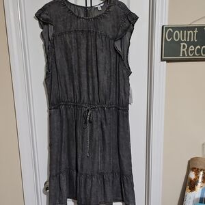 Gray Ruffled Sleeveless Dress
